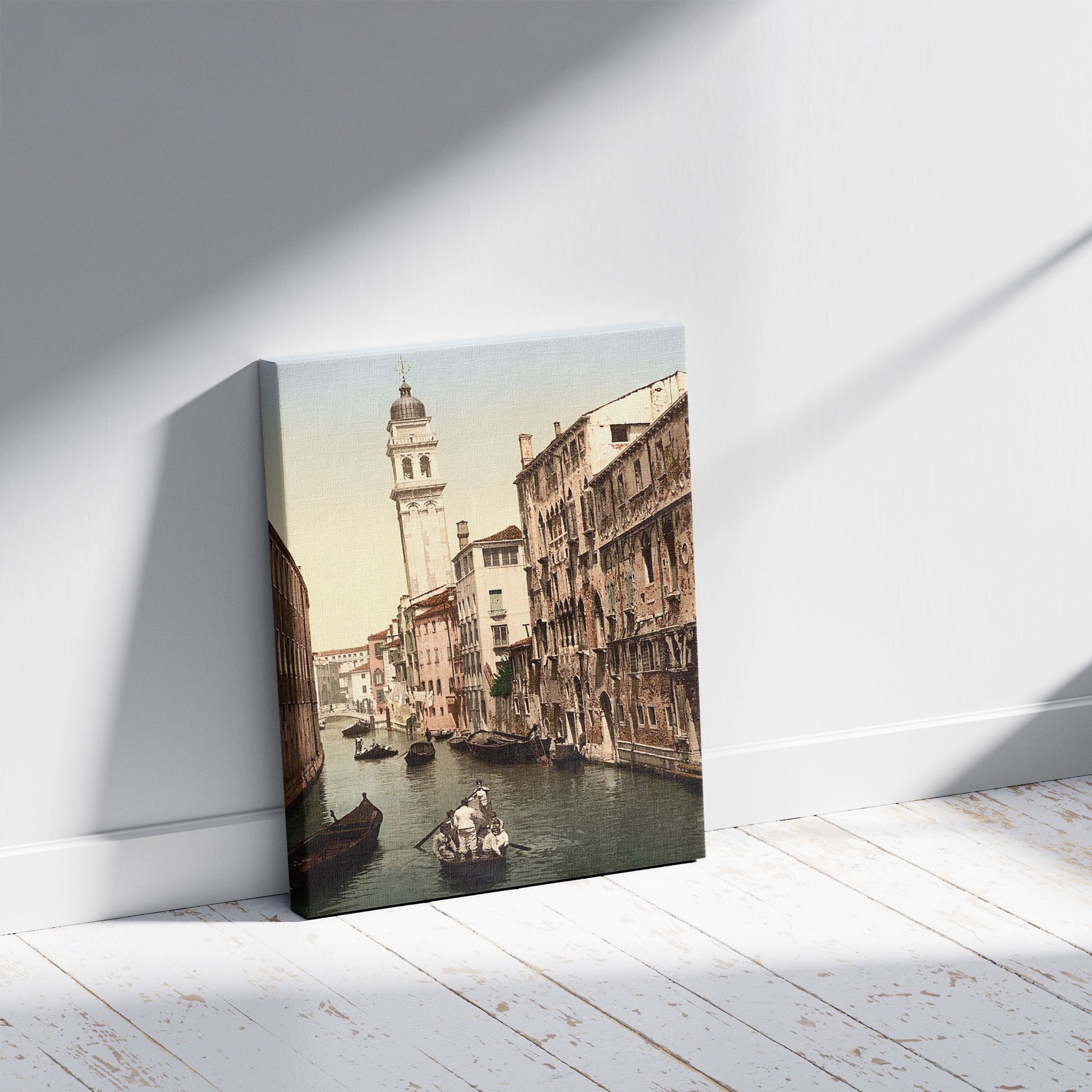 A picture of Near St. George's, Venice, Italy, a mockup of the print leaning against a wall