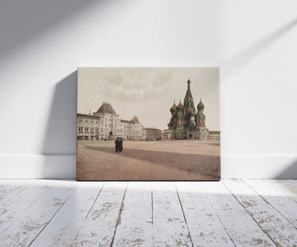 A picture of New merchants shops and Saint Basil Cathedral, Moscow, Russia