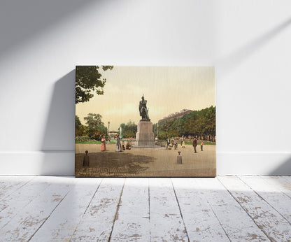 A picture of Ney's Memorial, Esplanade, Metz, Alsace Lorraine, Germany, a mockup of the print leaning against a wall