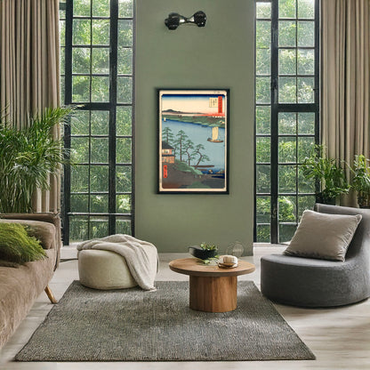 A picture of Nijuku no watashi, a mockup of the print leaning against a wall