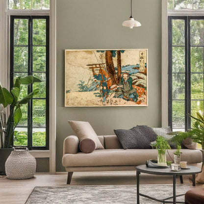A picture of Nissaka, a mockup of the print leaning against a wall