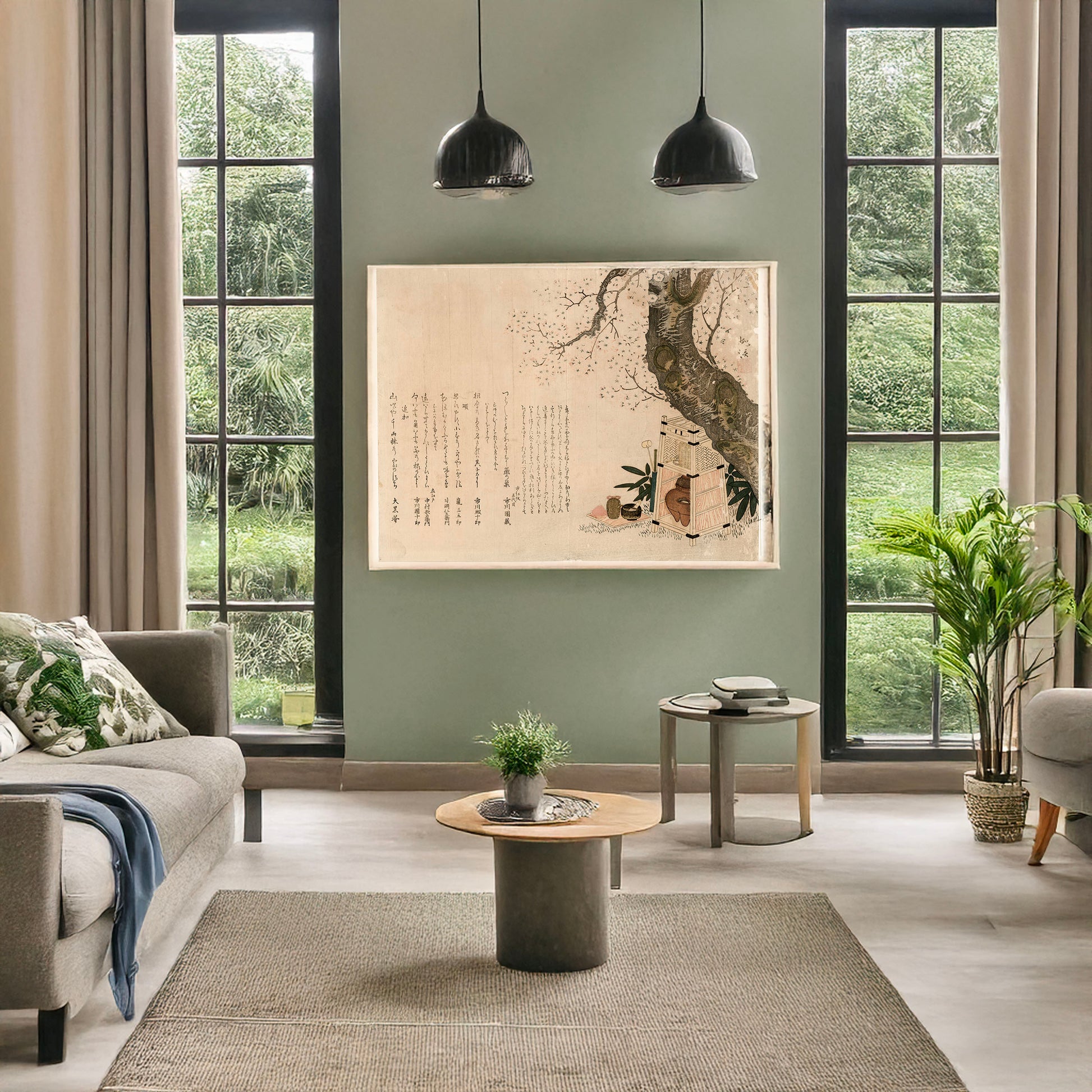 A picture of Nodate no dōgu, a mockup of the print leaning against a wall