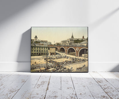 A picture of Nowo Nowy Zjazd Street, Warsaw, Poland, a mockup of the print leaning against a wall