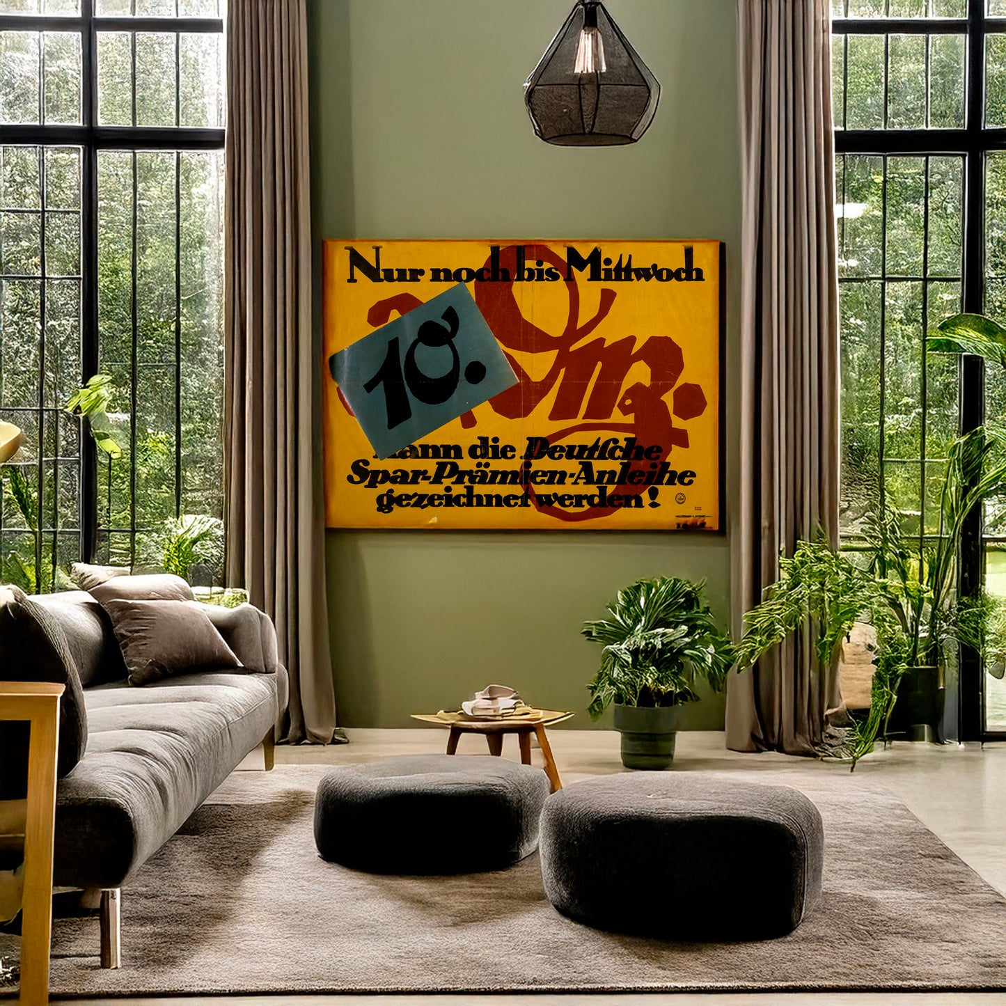 A picture of Nur noch bis Mittwoch, 10. Dez., kann die Deutsche Spar-Prämien-Anleihe gezeichnet werden, a mockup of the print leaning against a wall