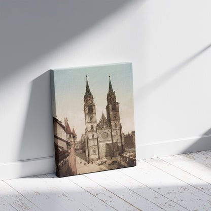 A picture of Nürnberg. St. Lorenzkirche, a mockup of the print leaning against a wall