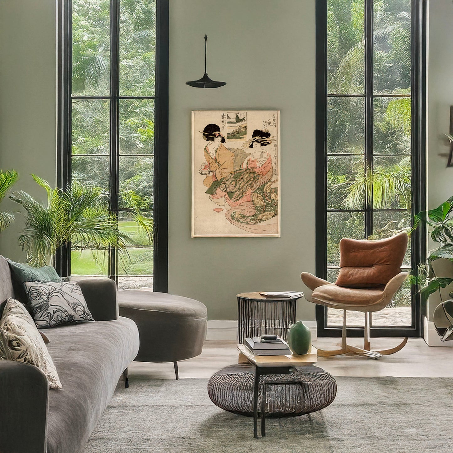 A picture of Ōgiyauchi tsukasa, a mockup of the print leaning against a wall