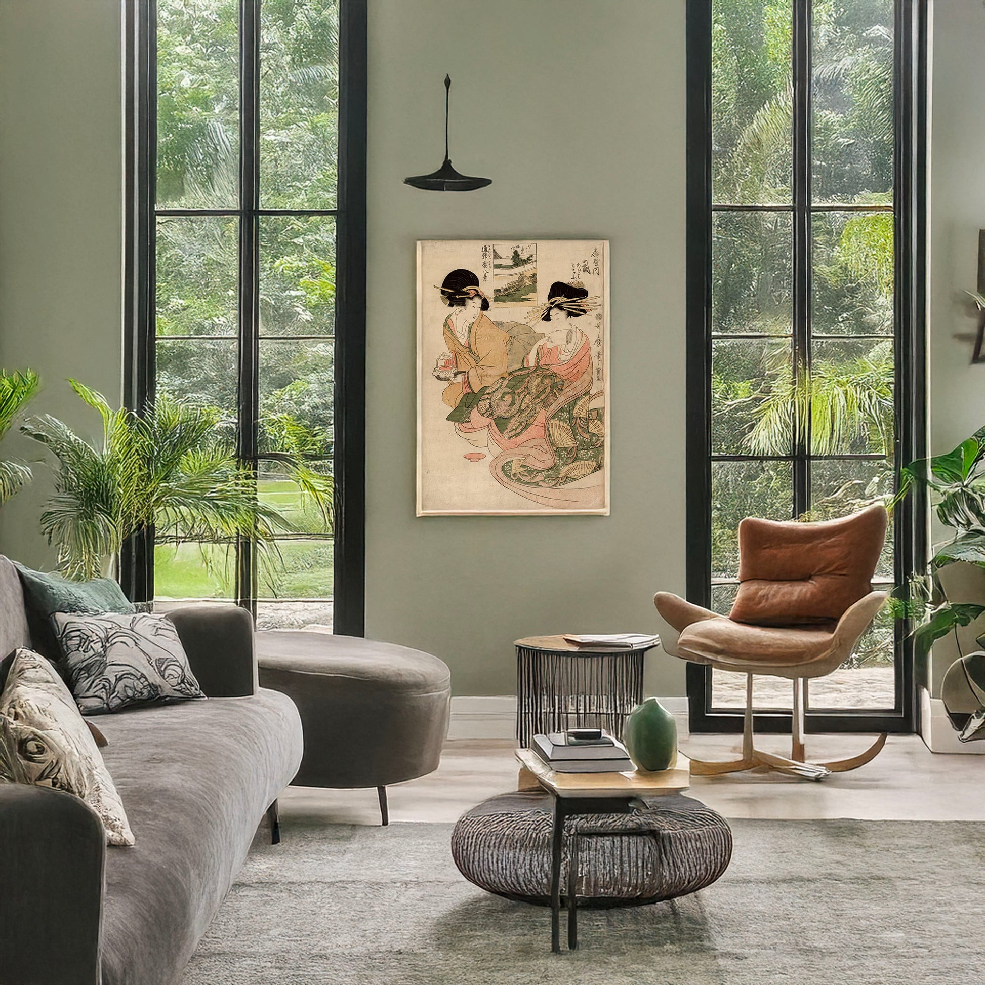 A picture of Ōgiyauchi tsukasa, a mockup of the print leaning against a wall