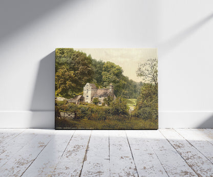 A picture of Ogwell, old mill, Newton Abbott, England, a mockup of the print leaning against a wall