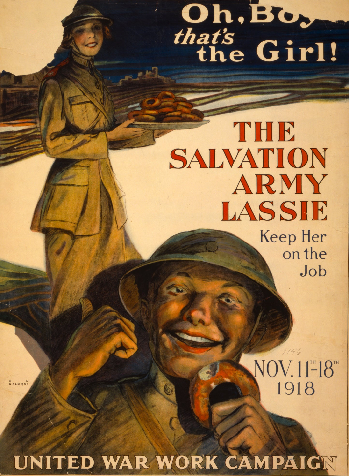 A picture of Oh, boy that's the girl! The Salvation Army lassie--keep her on the job