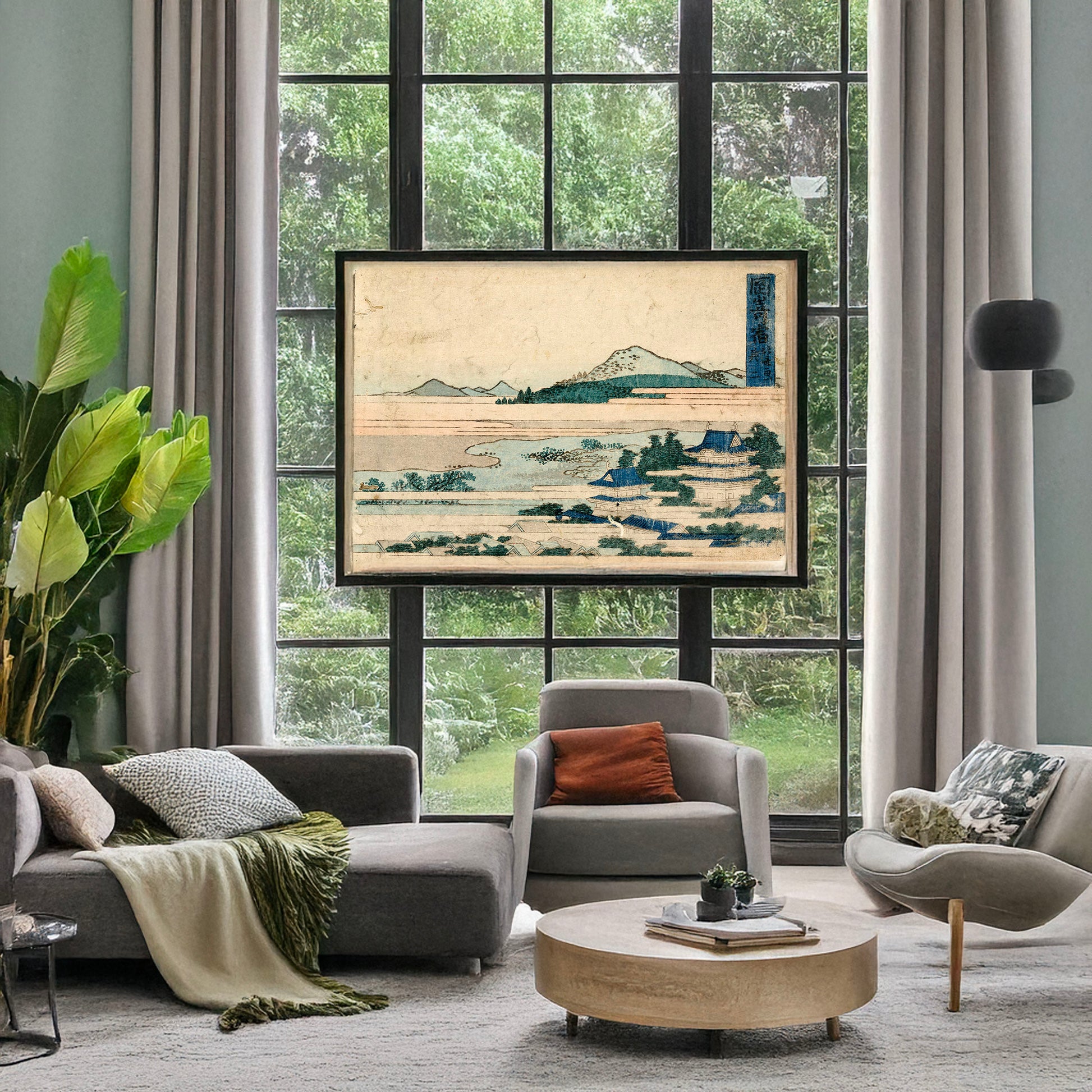 A picture of Okazaki shuku sono ni, a mockup of the print leaning against a wall
