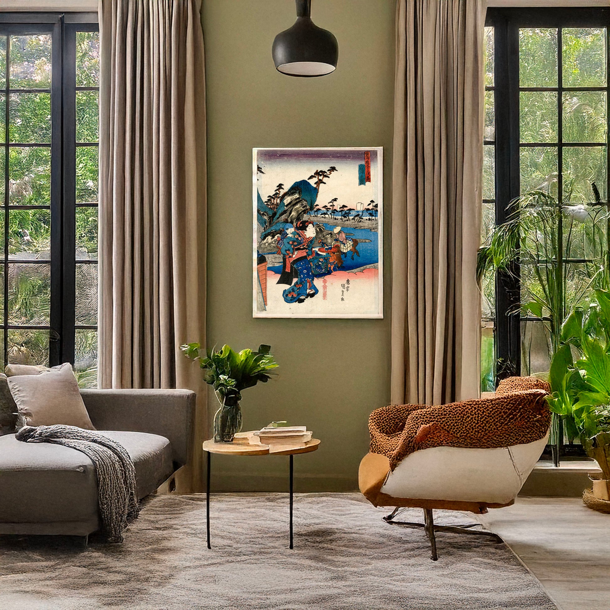 A picture of Okitsu no zu, a mockup of the print leaning against a wall