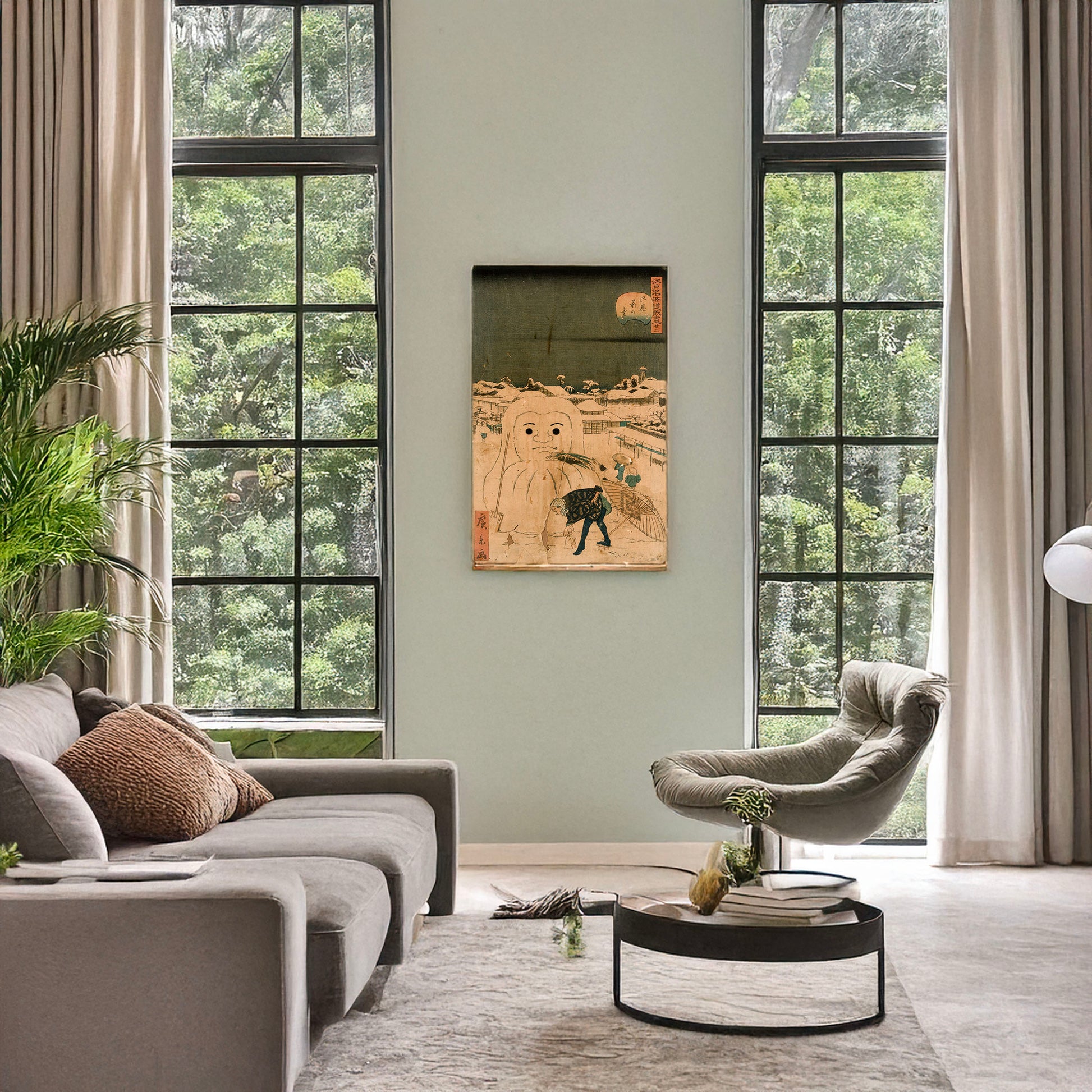 A picture of Okuramae no yuki, a mockup of the print leaning against a wall