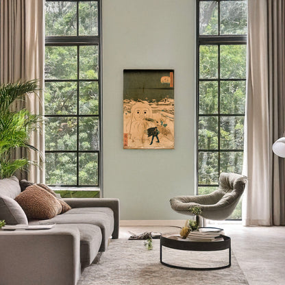 A picture of Okuramae no yuki, a mockup of the print leaning against a wall