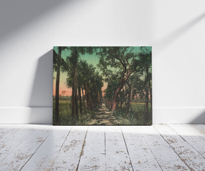 A picture of Old causeway near Ormond, a mockup of the print leaning against a wall