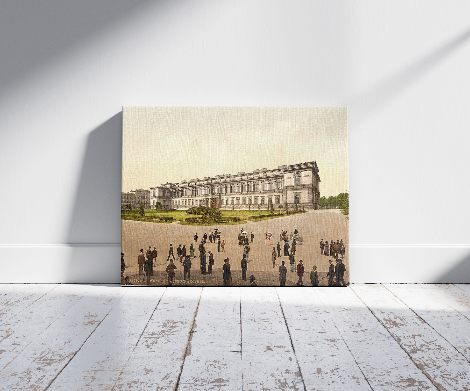 A picture of Old Pinakothek, Munich, Bavaria, Germany, a mockup of the print leaning against a wall