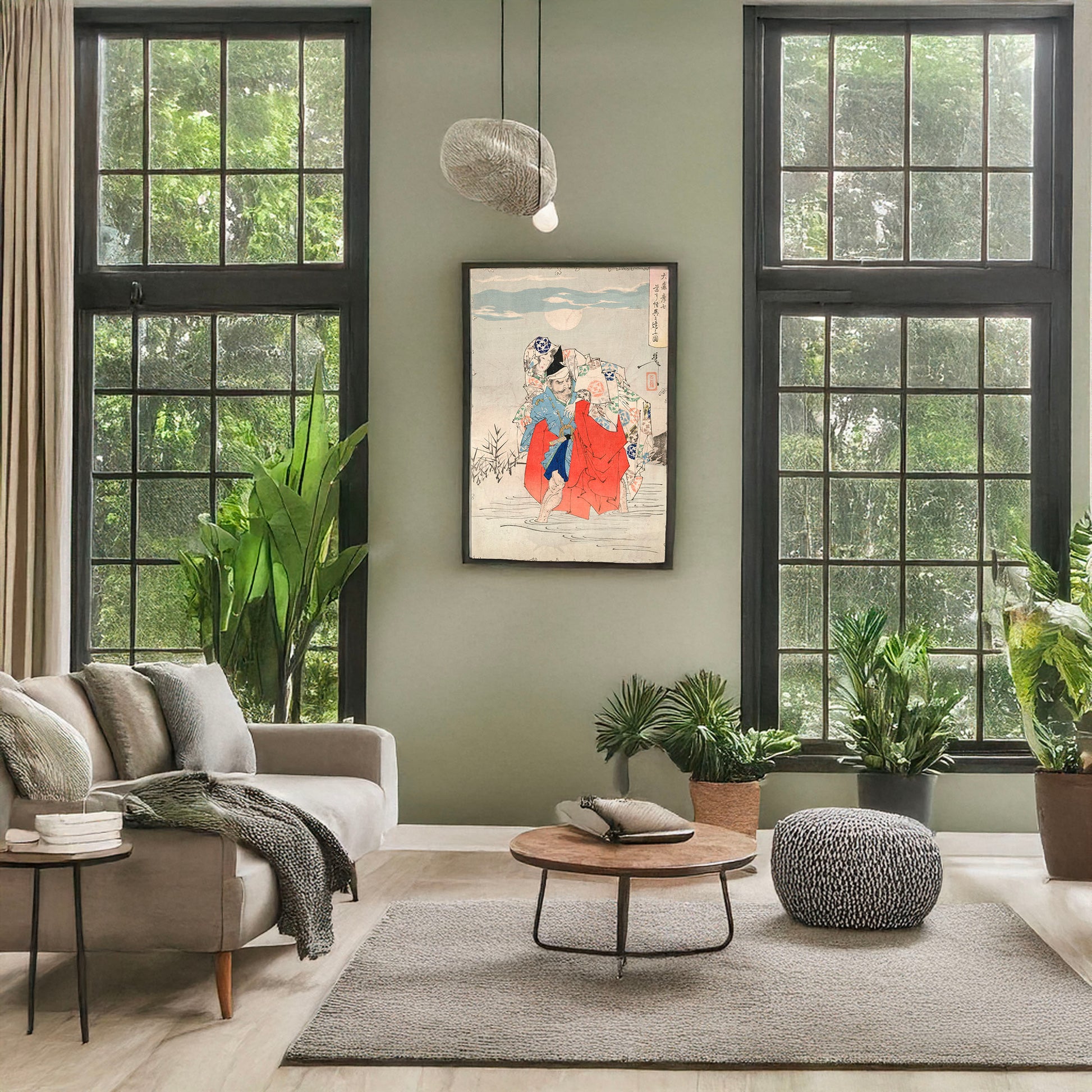 A picture of Omori Hikoshichi, a mockup of the print leaning against a wall