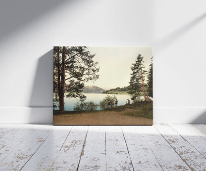 A picture of On the lake, Titisee, Black Forest, Baden, Germany, a mockup of the print leaning against a wall