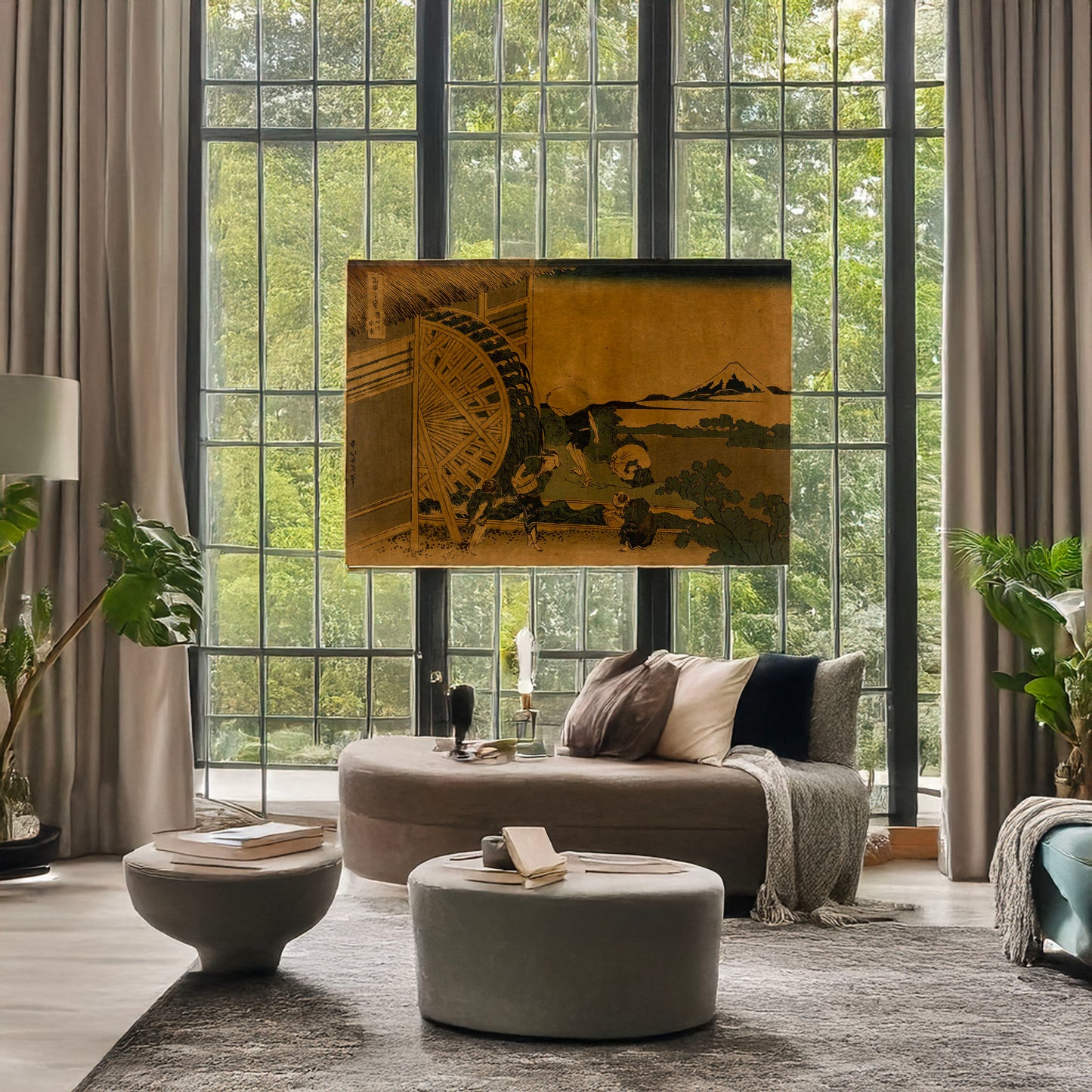 A picture of Onden no suisha, a mockup of the print leaning against a wall