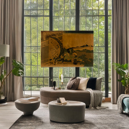 A picture of Onden no suisha, a mockup of the print leaning against a wall