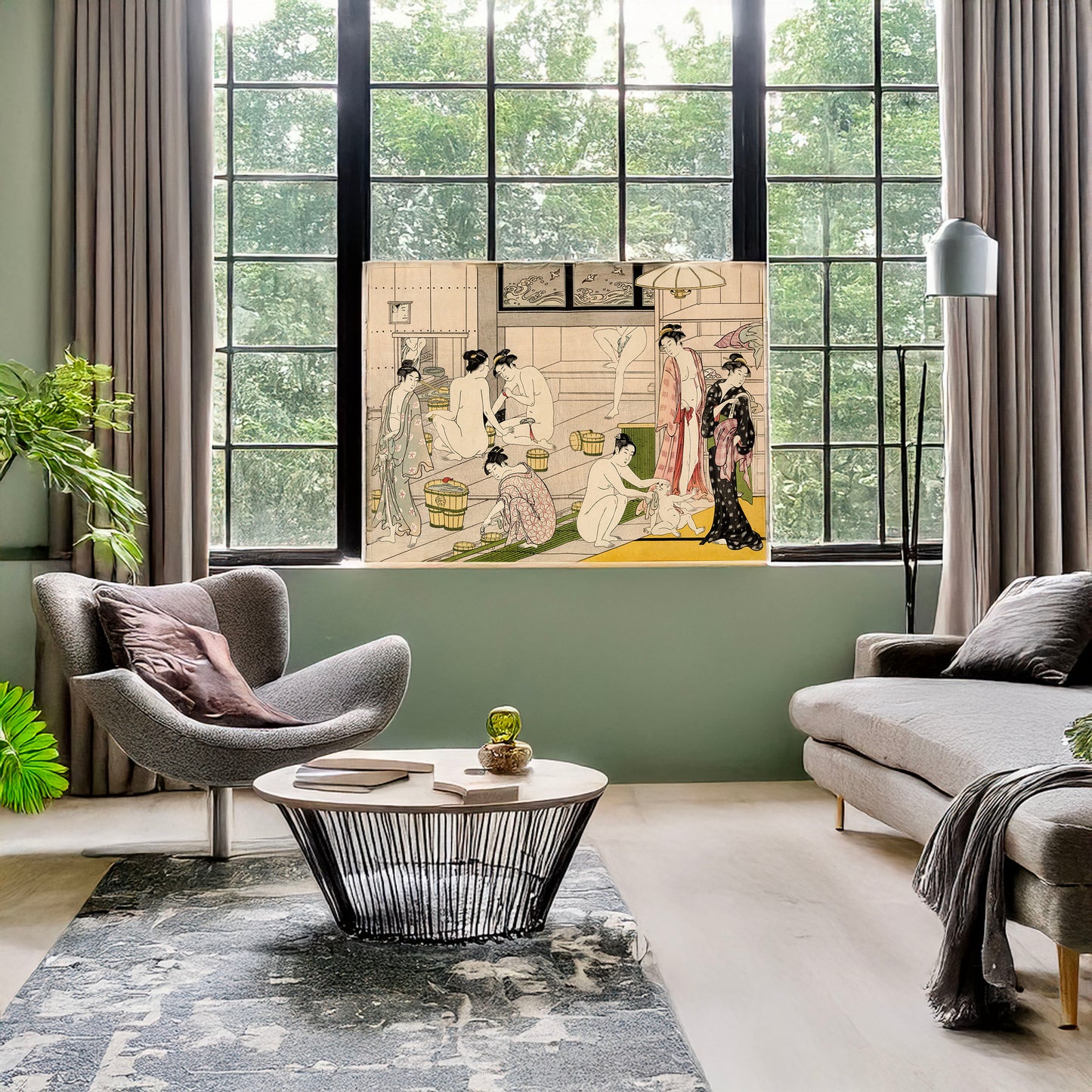 A picture of Onna yu, a mockup of the print leaning against a wall