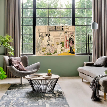 A picture of Onna yu, a mockup of the print leaning against a wall