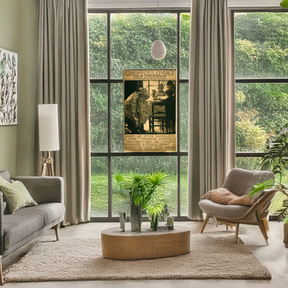 A picture of Orphelinat des armée, a mockup of the print leaning against a wall