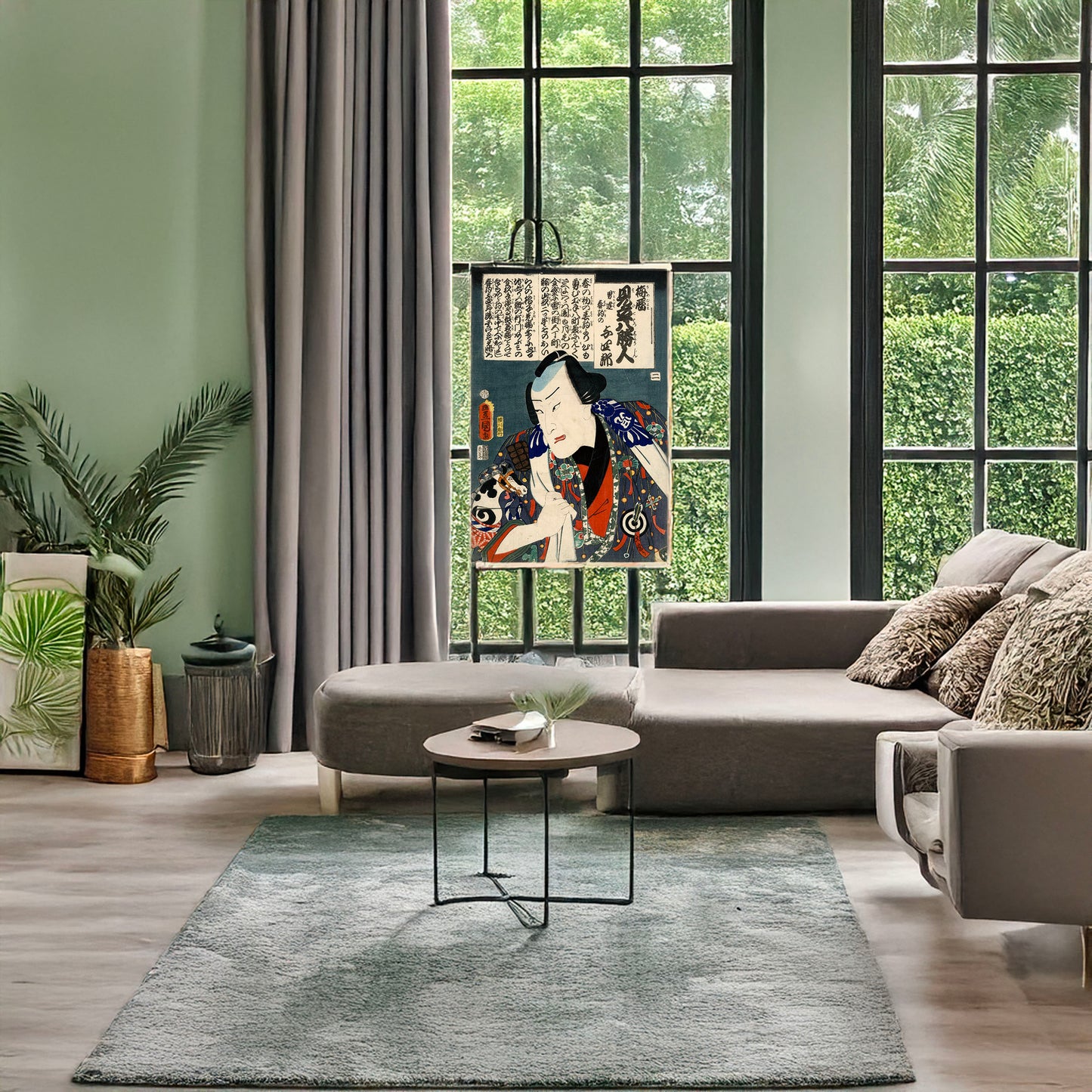 A picture of Otokodate harukoma no yoshiro, a mockup of the print leaning against a wall