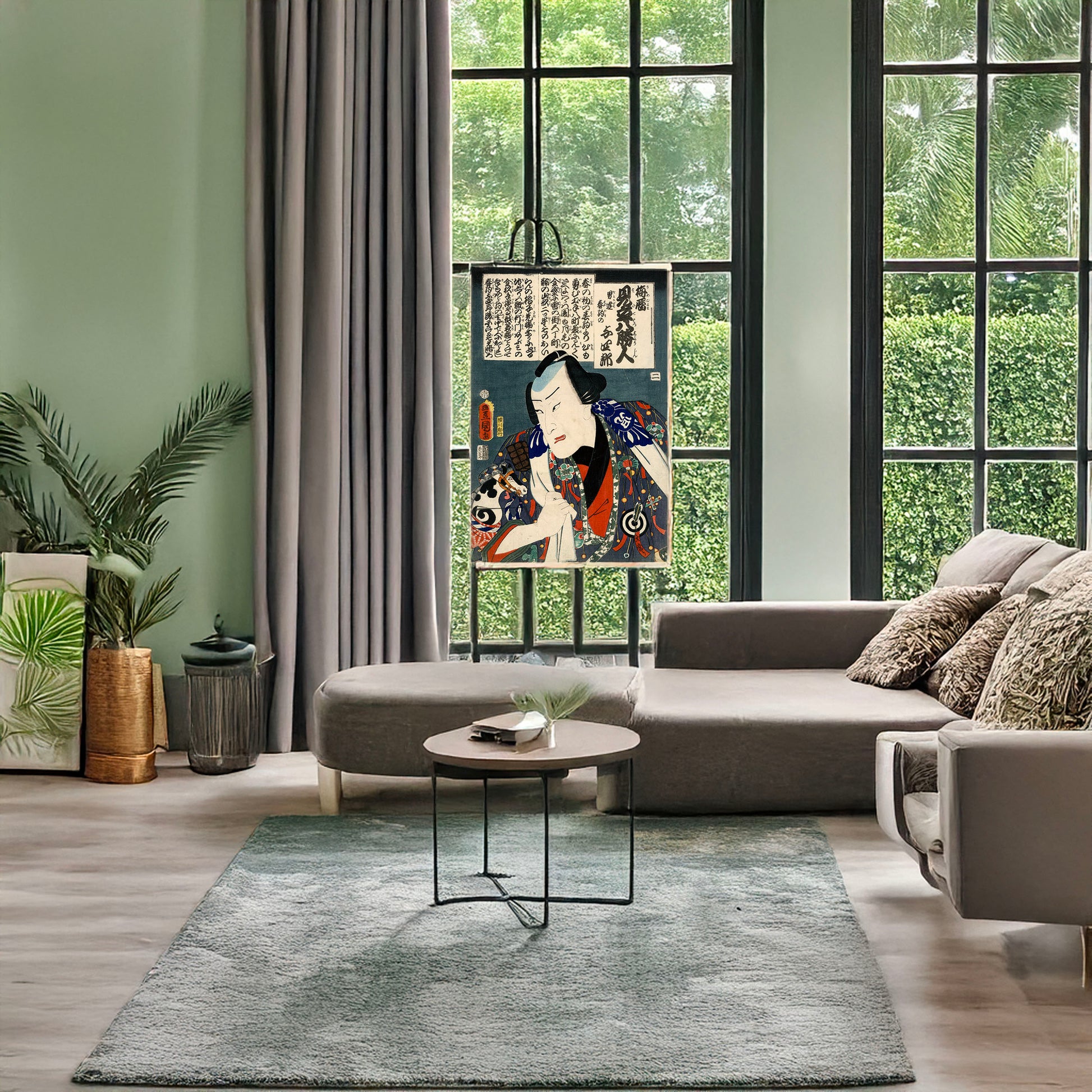 A picture of Otokodate harukoma no yoshiro, a mockup of the print leaning against a wall
