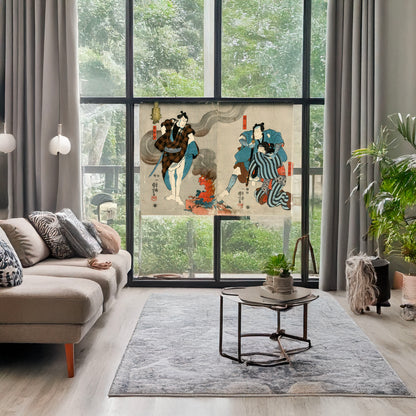 A picture of Oyone magoshichi taheiji, a mockup of the print leaning against a wall