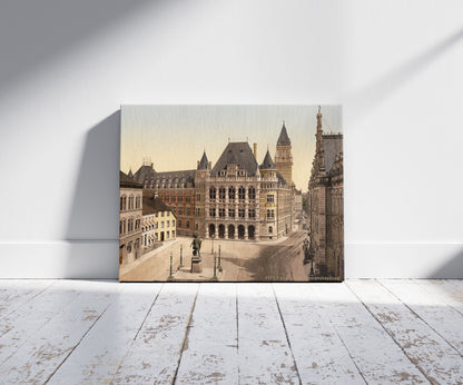 A picture of Palace of Justice, Bremen, Germany, a mockup of the print leaning against a wall