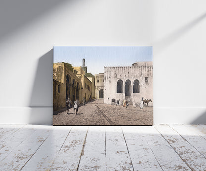 A picture of Palace of Justice, Tangier, Morocco, a mockup of the print leaning against a wall