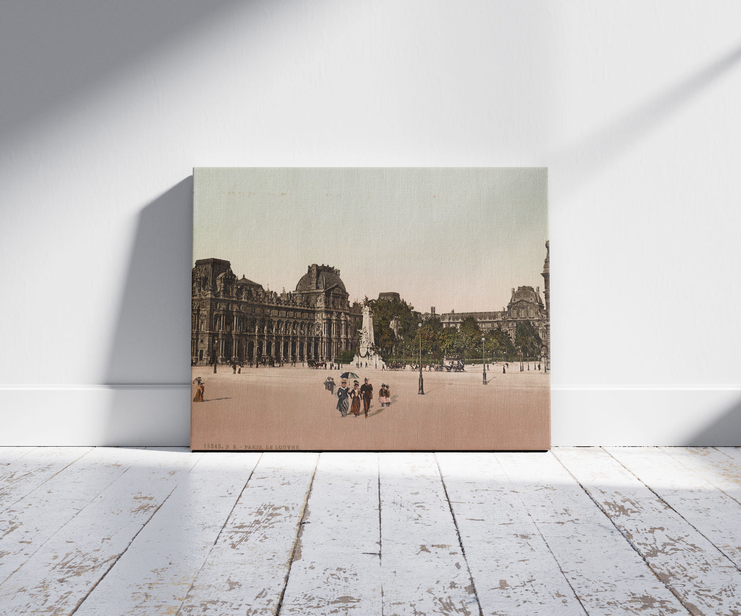 A picture of Paris. Le Louvre, a mockup of the print leaning against a wall