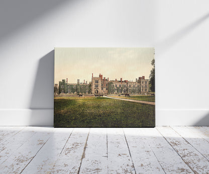 A picture of Penshurst Castle, Tunbridge Wells, England, a mockup of the print leaning against a wall