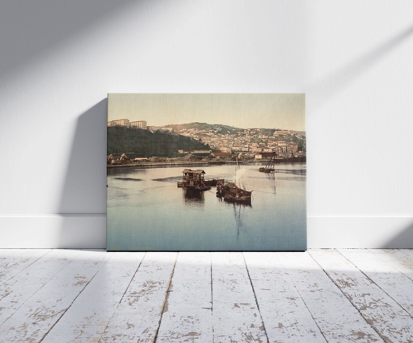 A picture of Philippeville, Algeria, a mockup of the print leaning against a wall