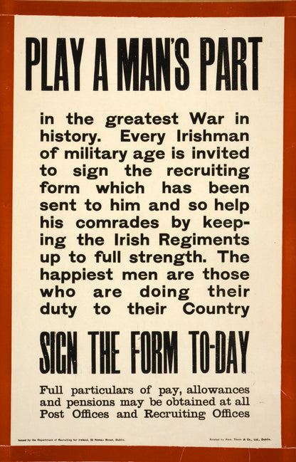 A picture of Play a man's part in the greatest war in history