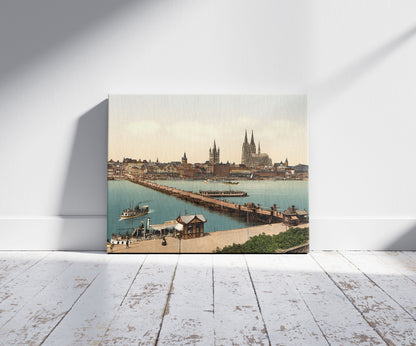 A picture of Pontoon bridge from Deutz, Cologne, the Rhine, Germany