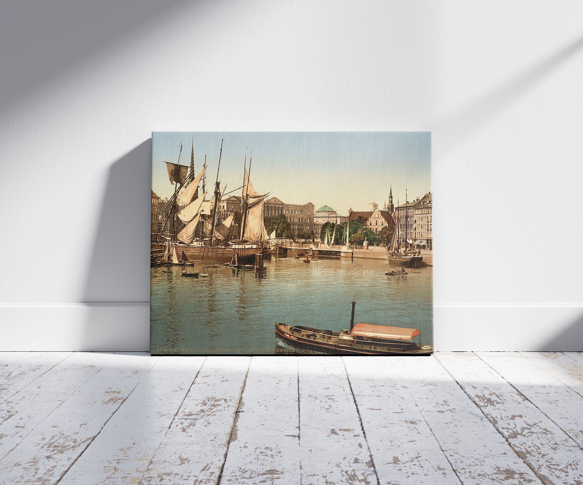 A picture of Port with ruins of the Christianborg Palace, Copenhagen, Denmark