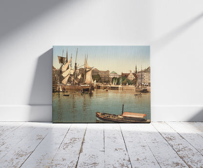 A picture of Port with ruins of the Christianborg Palace, Copenhagen, Denmark