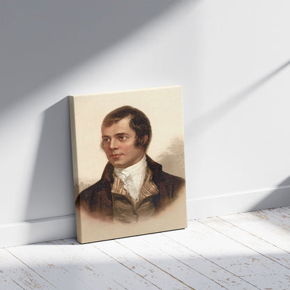 A picture of Portrait of Robert Burns, Ayr, Scotland, a mockup of the print leaning against a wall