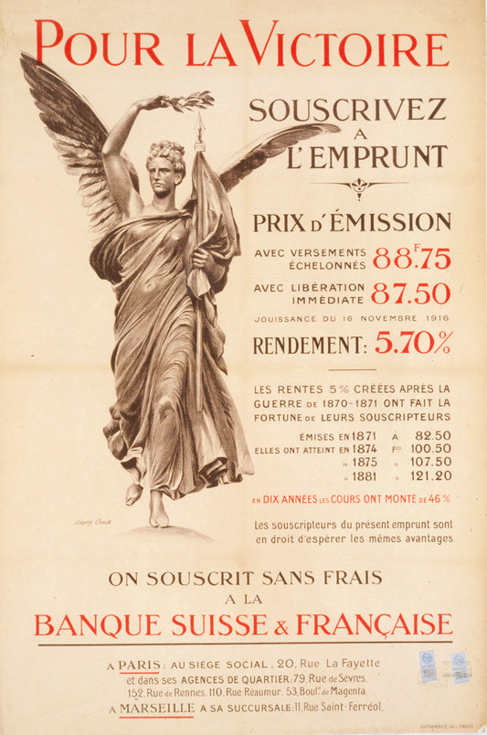 A picture of Pour la victoire souscrivez á l'Emprunt: . . . Banque Suisse & Française