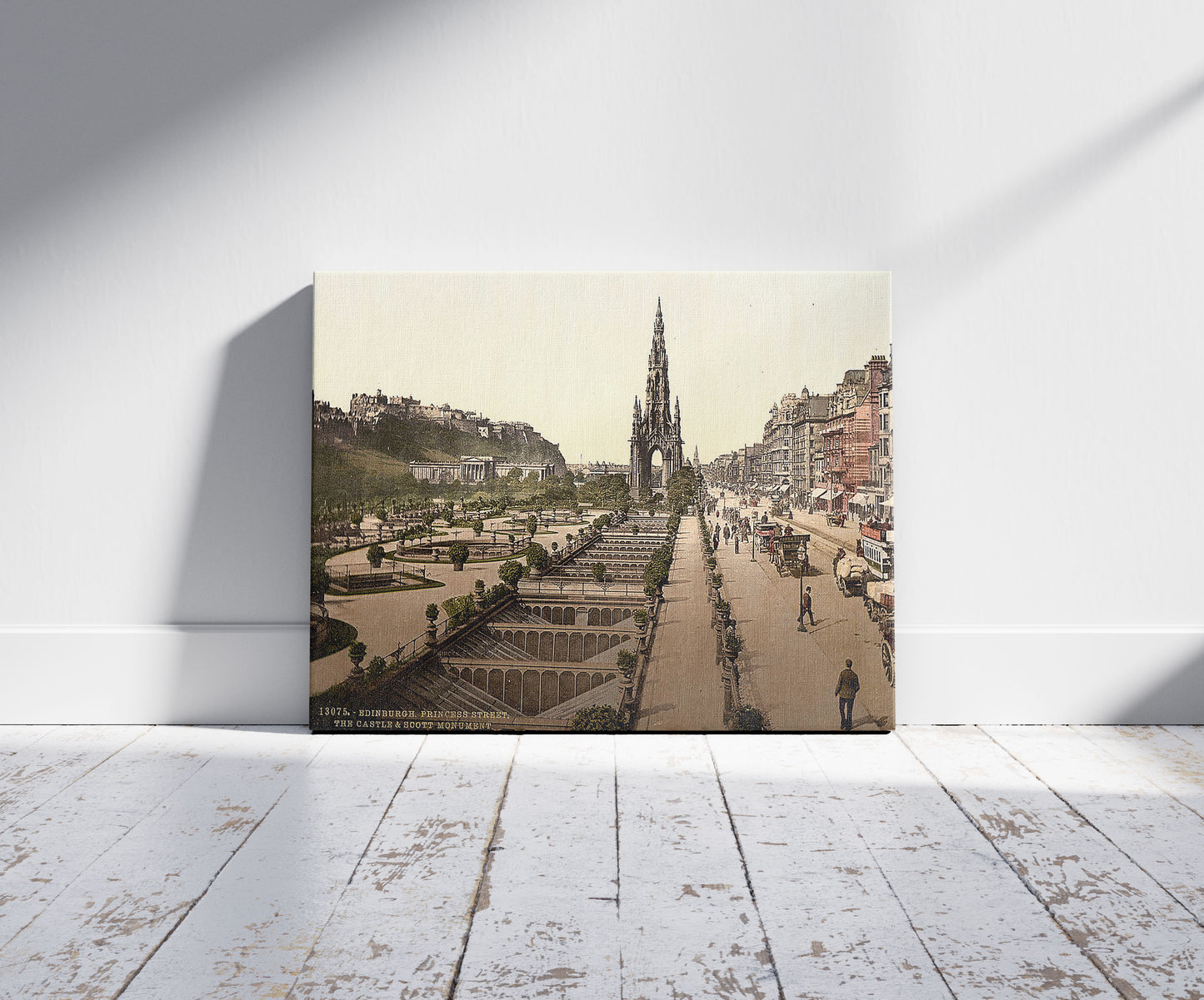 A picture of Princess Street (i.e. Princes Street), the castle, and Scott Monument, Edinburgh, Scotland