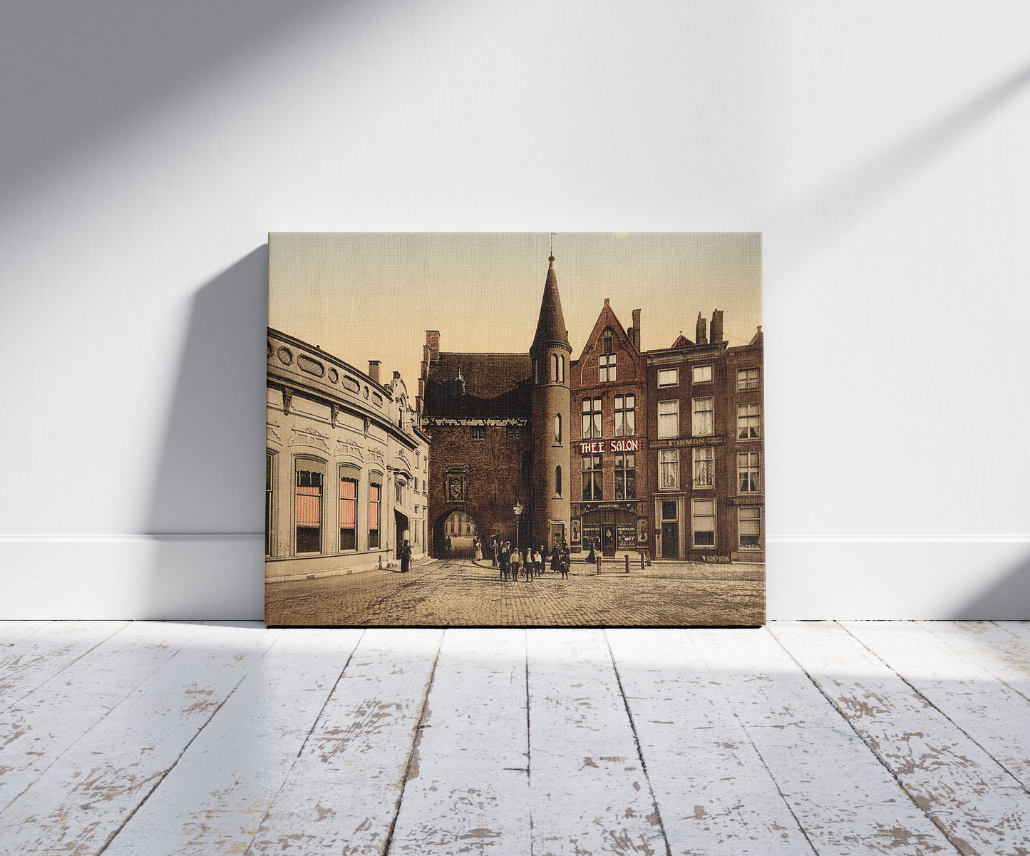 A picture of Prisoners' gate, Hague, Holland, a mockup of the print leaning against a wall