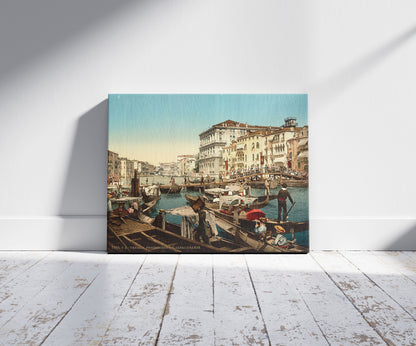 A picture of Procession over the Grand Canal, Venice, Italy, a mockup of the print leaning against a wall