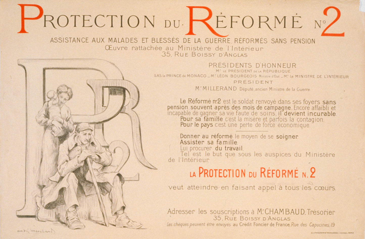 A picture of Protection du réformé, no. 2. Assistance aux malades et blessés de la guerre, réformés sans pension. Crédit Foncier de France