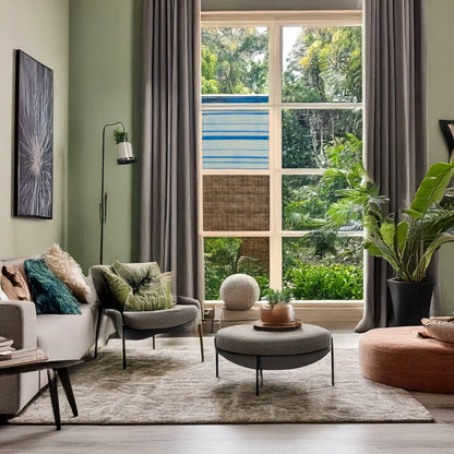 A picture of Ra (Usumono gauze weave) Sha gauze weave with stripes., a mockup of the print leaning against a wall