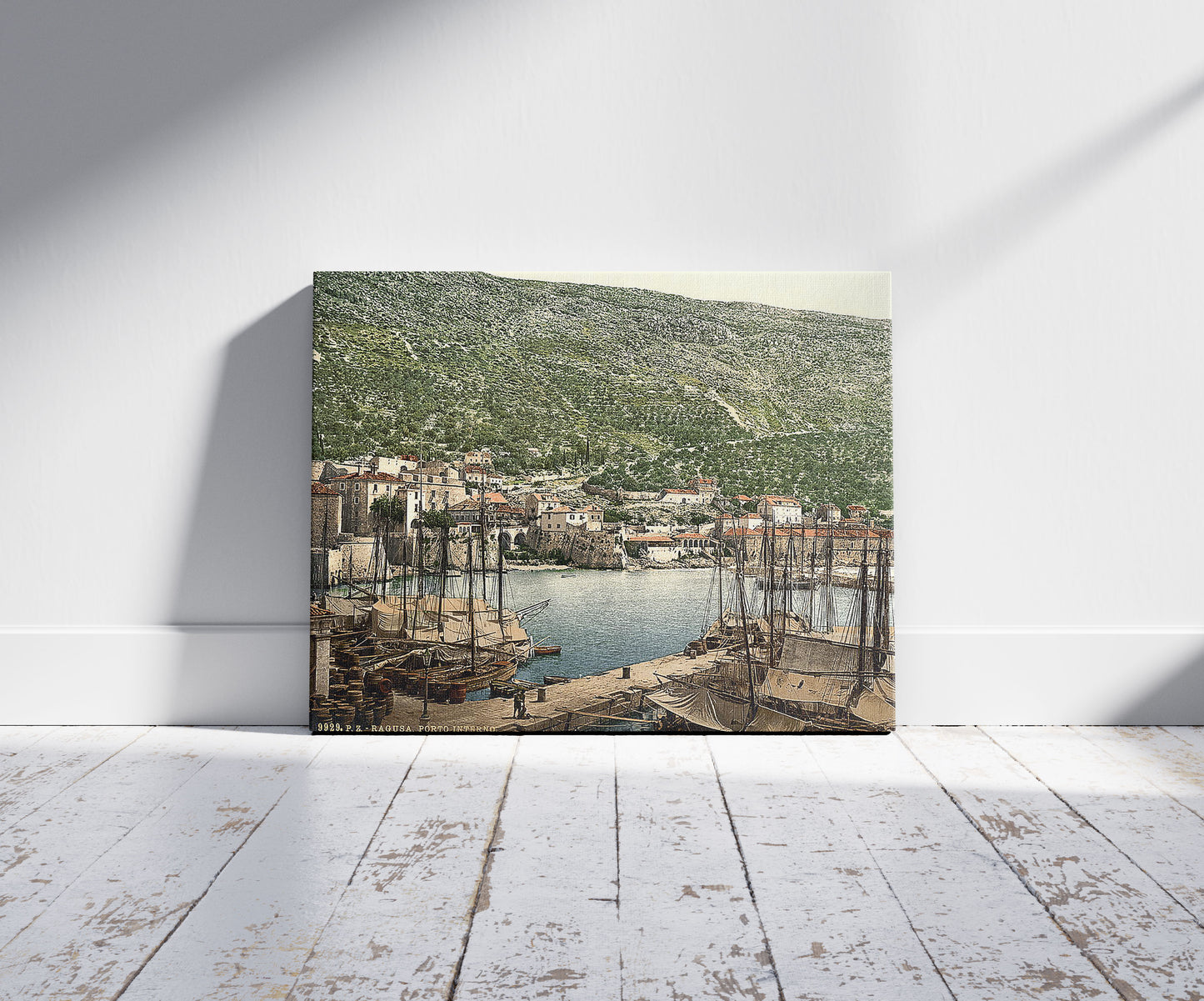 A picture of Ragusa, the Inner Gate, Dalmatia, Austro-Hungary, a mockup of the print leaning against a wall