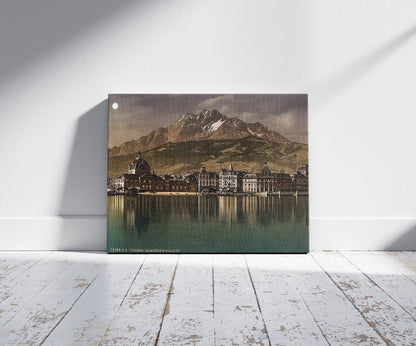 A picture of Railway station and Pilatus by moonlight, Lucerne, Switzerland