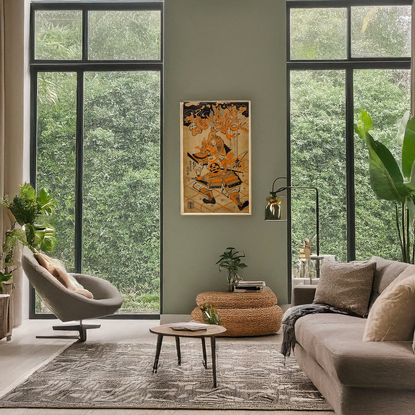 A picture of Rajōmon, a mockup of the print leaning against a wall