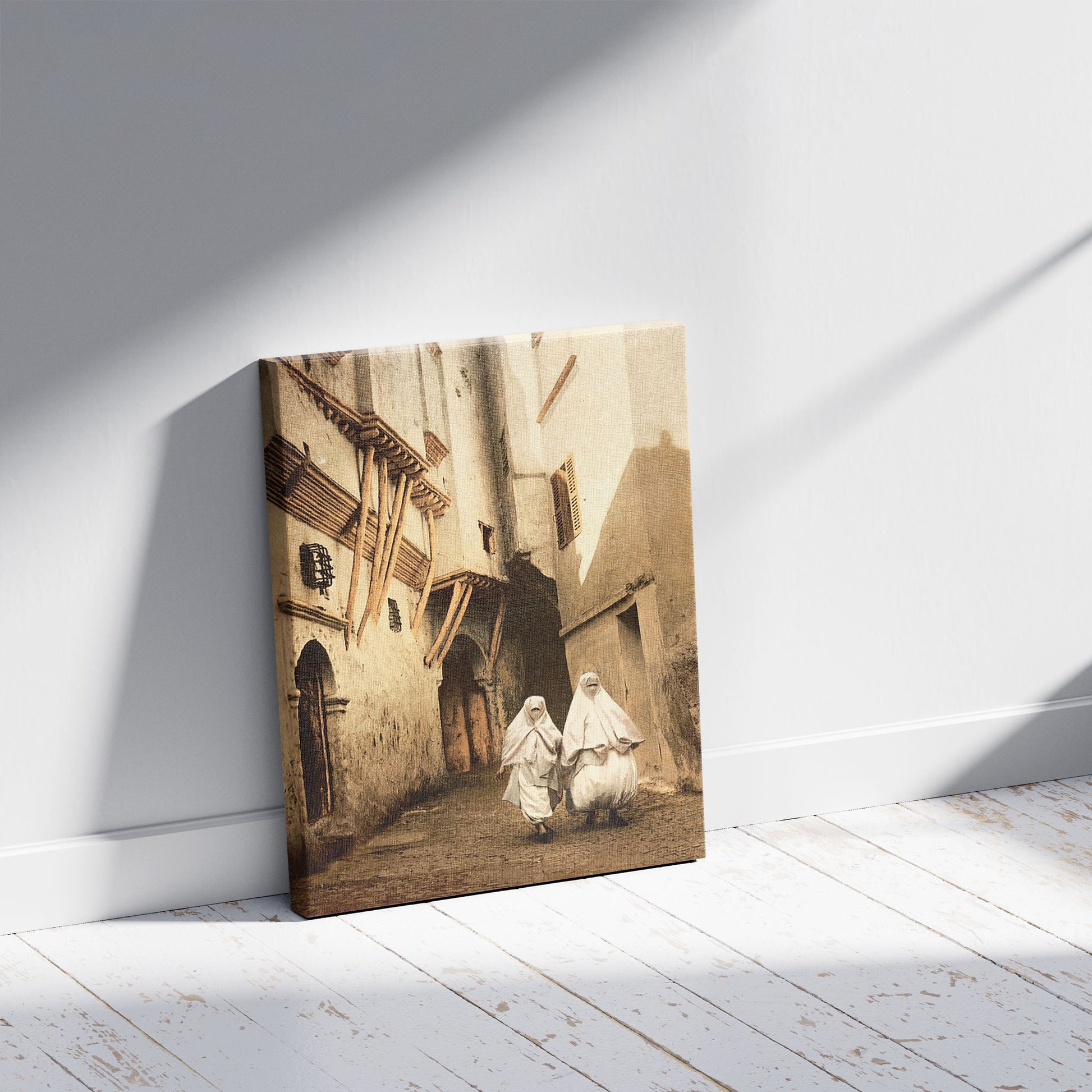 A picture of Red Sea street, Algiers, Algeria, a mockup of the print leaning against a wall