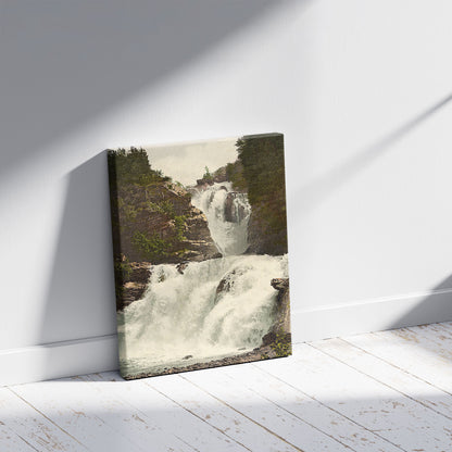 A picture of Reichenbach, general view, Bernese Oberland, Switzerland, a mockup of the print leaning against a wall